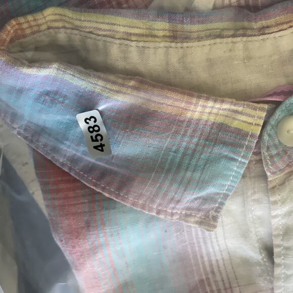 Tommy Bahama Linen Shirt Mens XXL 2XL Plaid Long Sleeve Button Up Beach Ombre - Picture 15 of 15